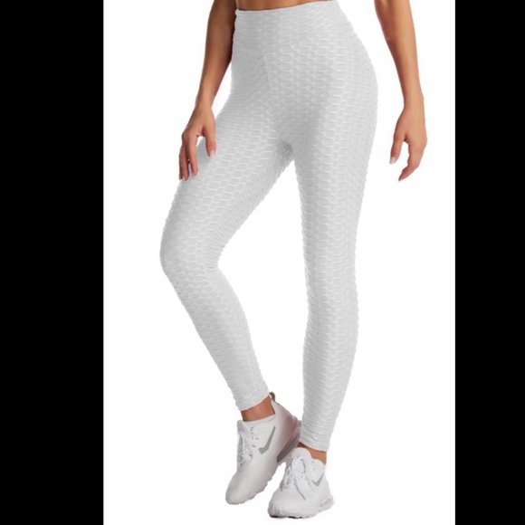 High-Waisted Textured Leggings - White - Picture 3 of 8
